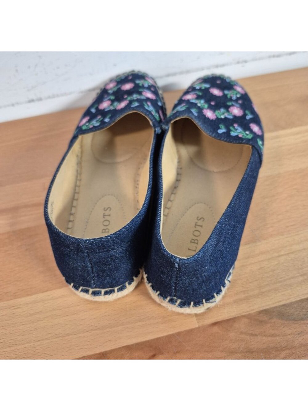 Talbots Floral Embroidered Espadrilles Navy Blue Slip-On Shoes Size 7M Textile U - Picture 7 of 8